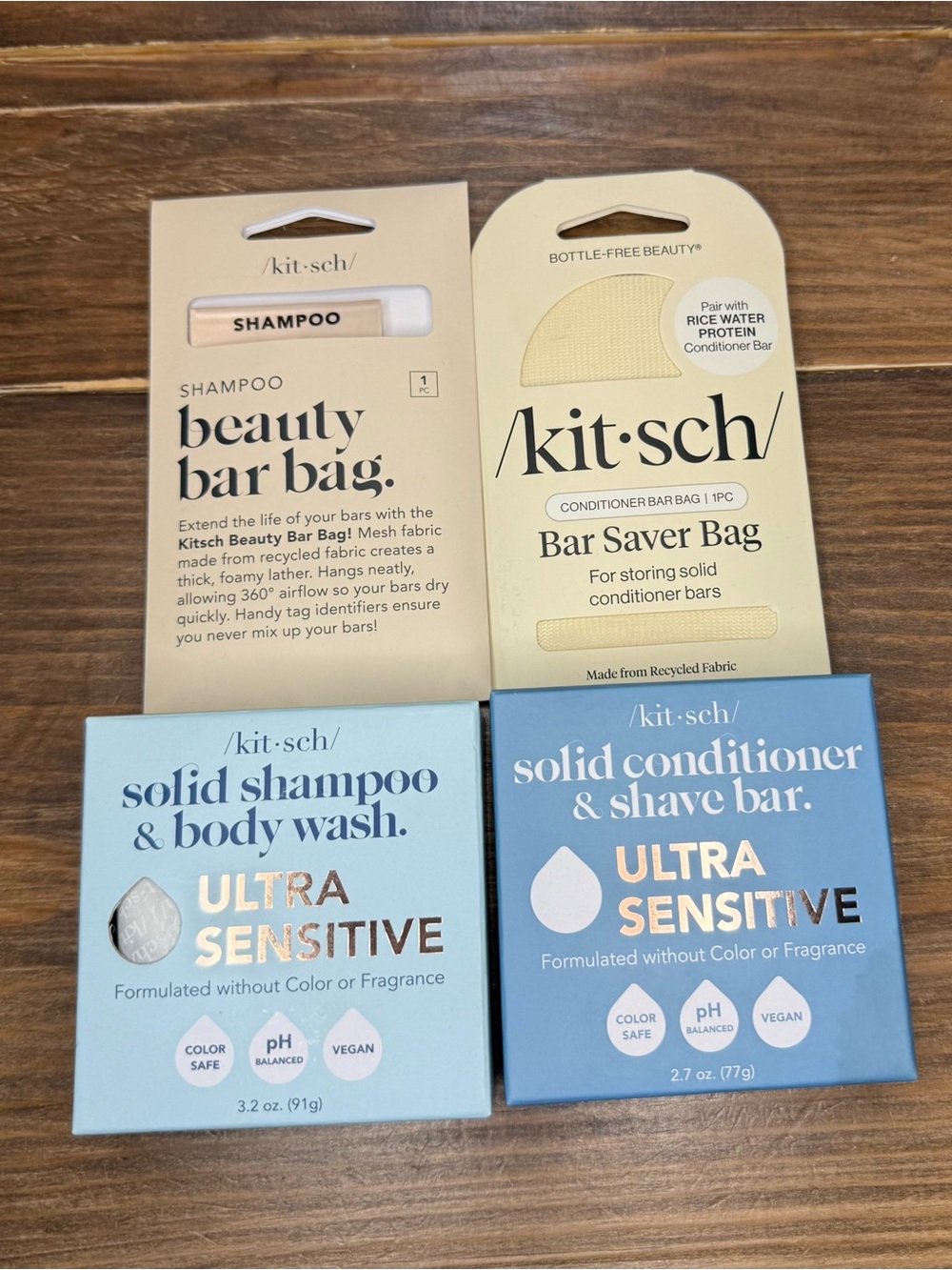 Kitsch Bundle Ultra Sensitive Solid Shampoo & Conditioner Set & Bar Saver Bags
